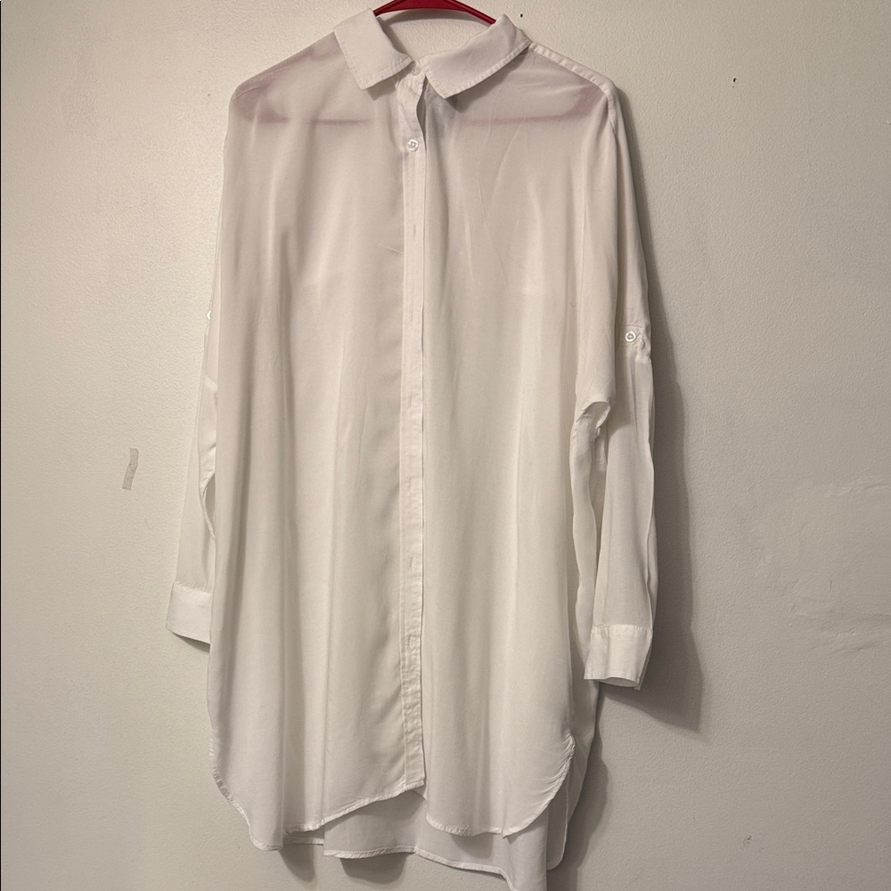 Lands' End White Casual Button Down Shirt
